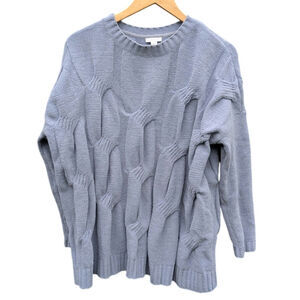 Powder blue J Jill Chenille chunky knit women's sweater size s cottage fall cozy